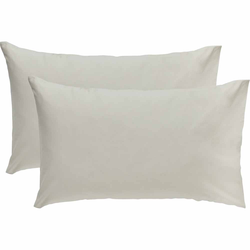 Wilko 100% Cotton Cream Housewife Pillowcases 2 Pack Image 1