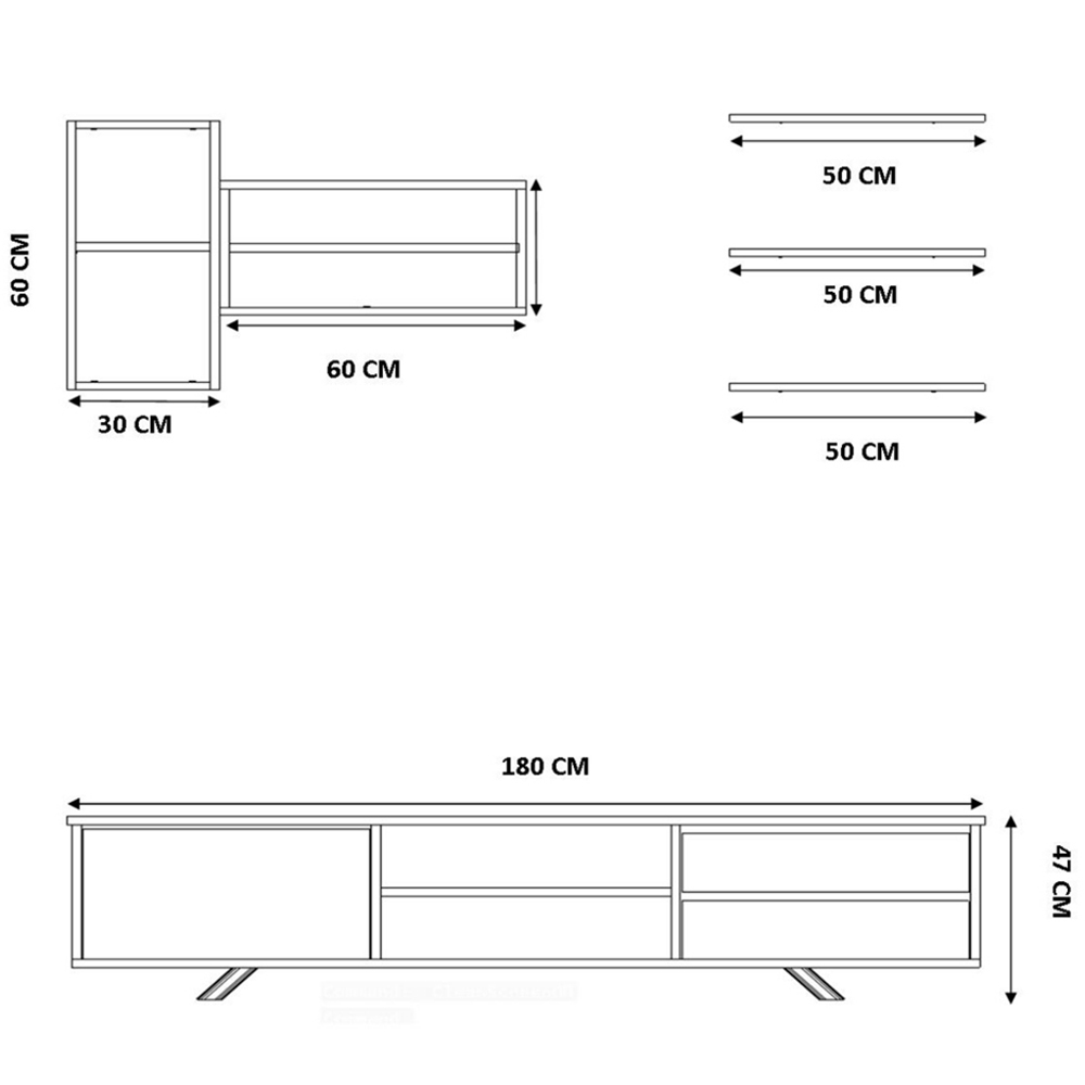 Evu HARLEV Single Door 2 Drawers White Oak TV Cabinet Image 4
