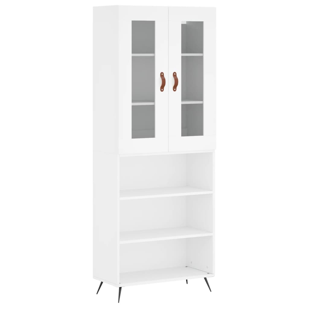 vidaXL 2 Glass Door 3 Shelf White Highboard Image 2