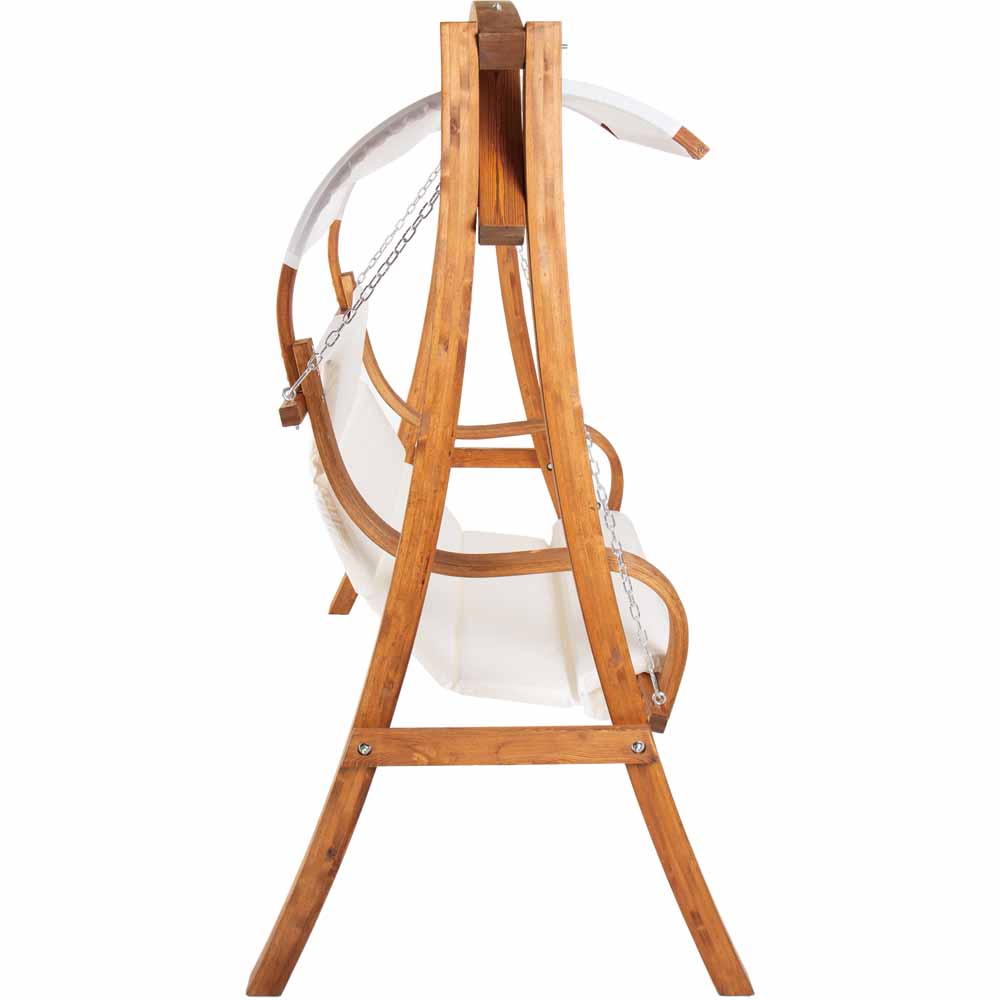 Charles Bentley 2 Seater Wooden Garden Swing Chair With Canopy Image 3