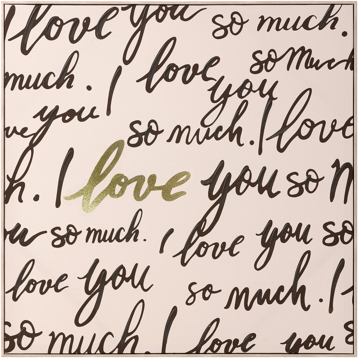 I Love You Handpainted Framed Art Beige Image 1