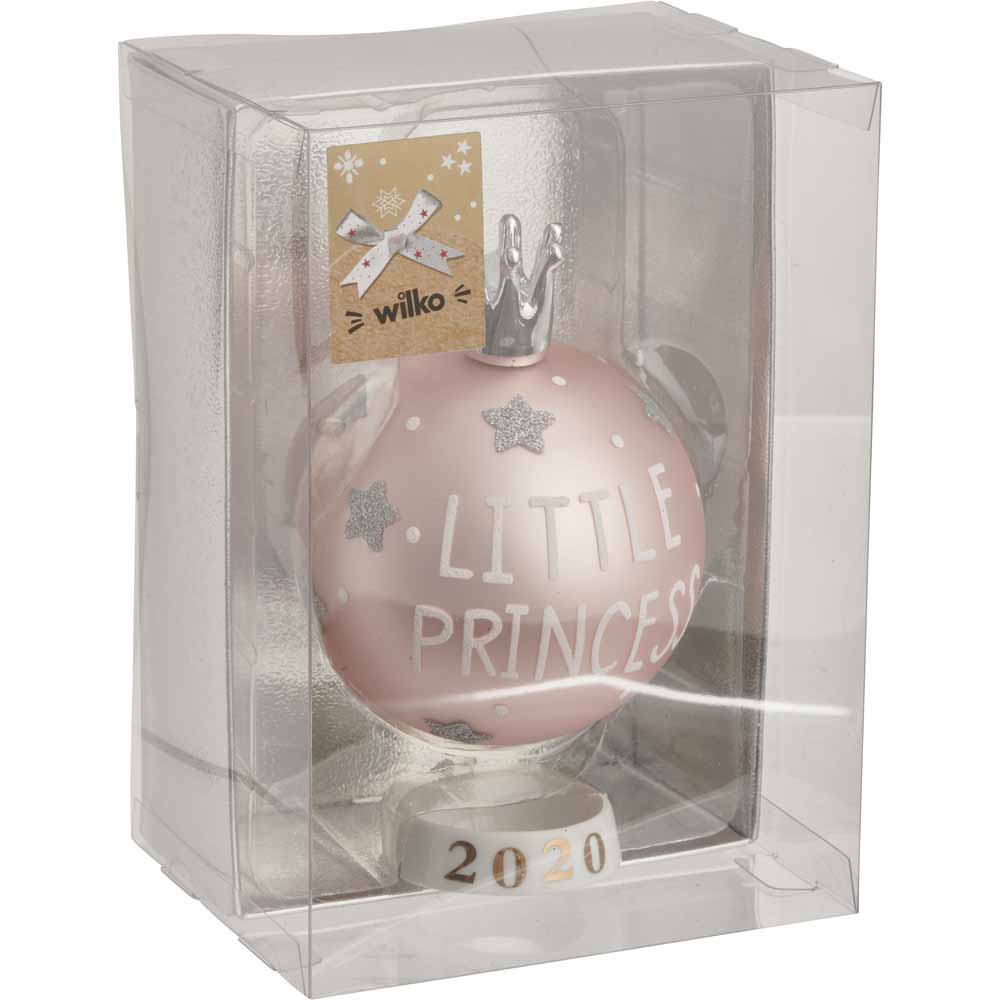 Wilko Cocktail Kisses 'Little Princes' Matt Pink Christmas Bauble Image 3