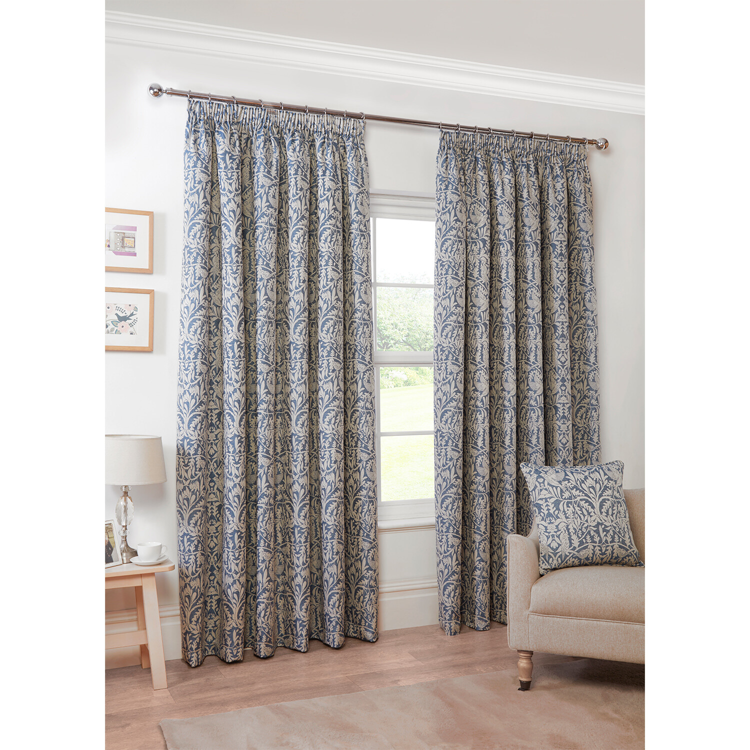 Elmsley Taped Curtain Navy - Navy / 168cm / 137cm Image 2