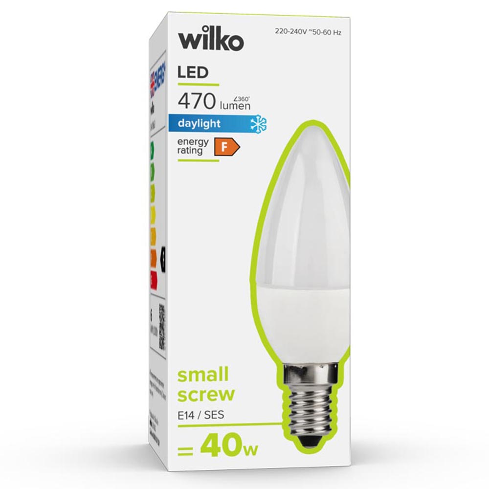 Wilko 1 Pack Small Screw E14/SES LED 470 Lumens Daylight Light Bulb Image 1