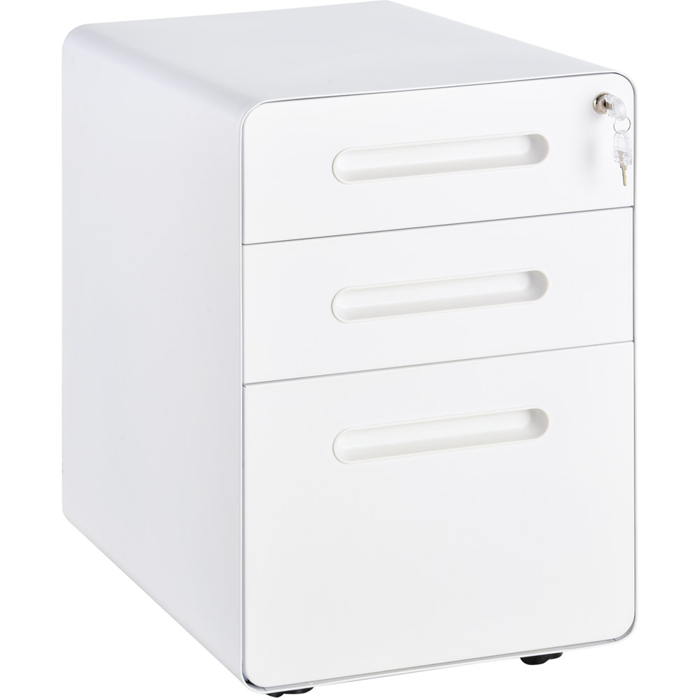 Vinsetto White 3 Drawer File Cabinet Image 2