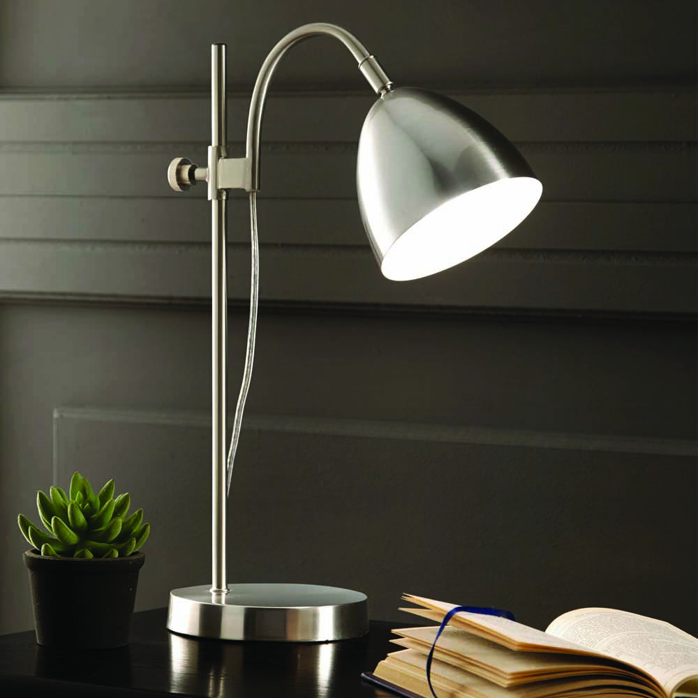 The Lighting and Interiors Brushed Chrome Seb Table Lamp Image 3