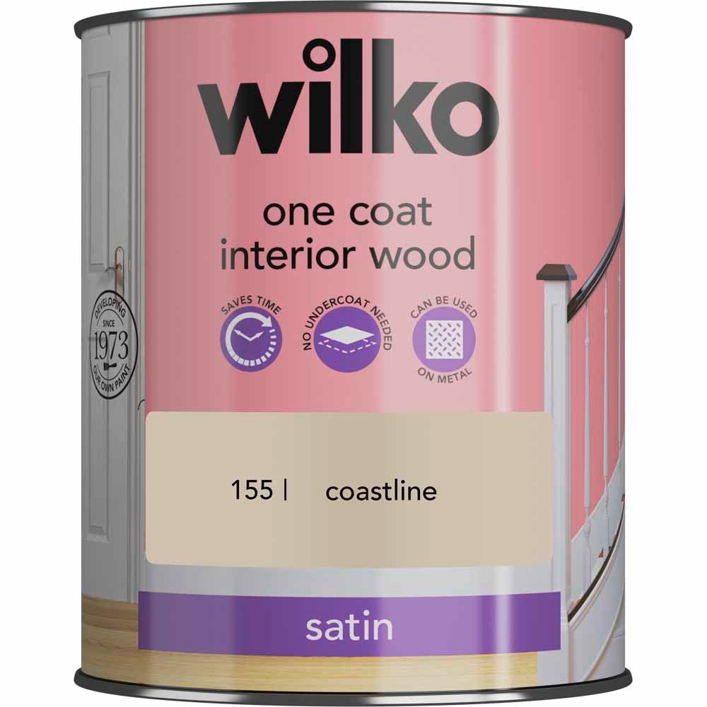 Wilko One Coat Interior Wood Coastline Satin Paint 0.75L Image 2