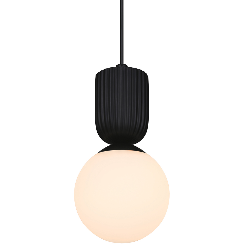 Nordlux Sadie Black Opal Glass Dome Rippled Pendant Light Image 4