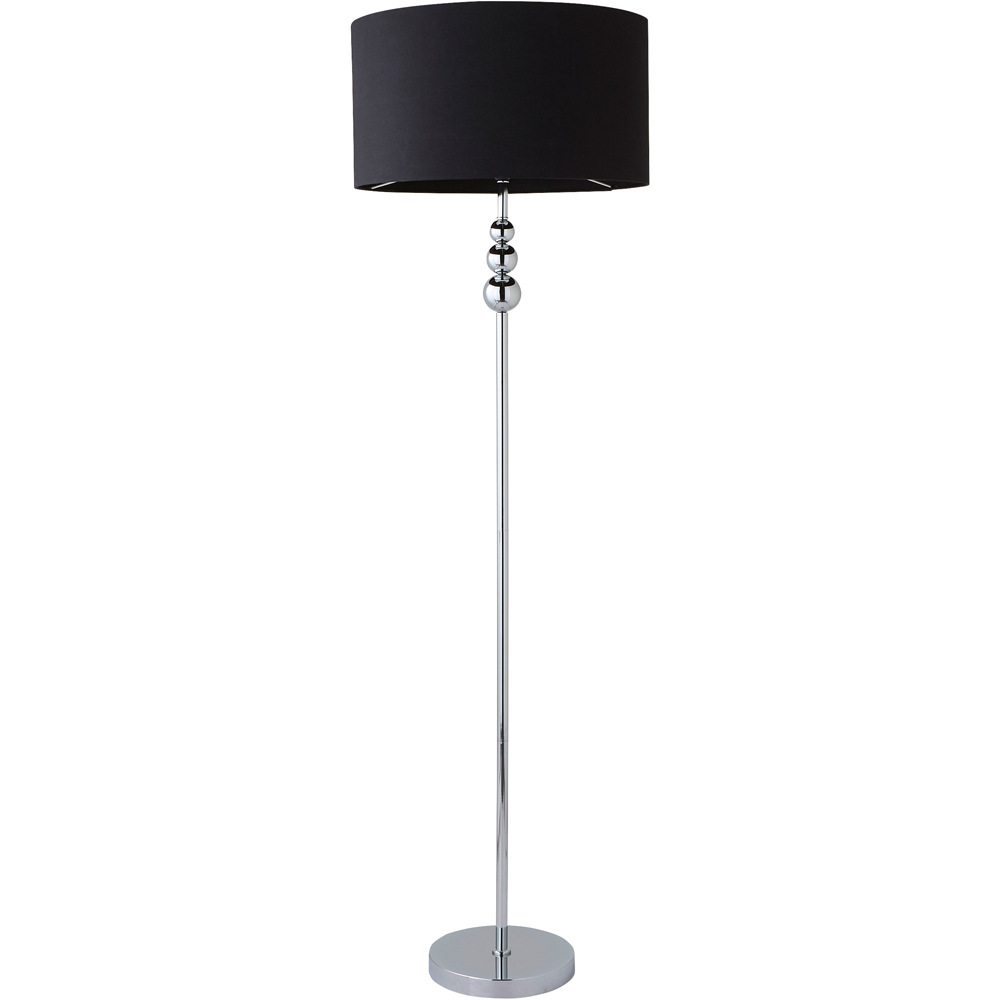 ValueLights Marissa Black Fabric Drum Shade LED Floor Lamp Image 1