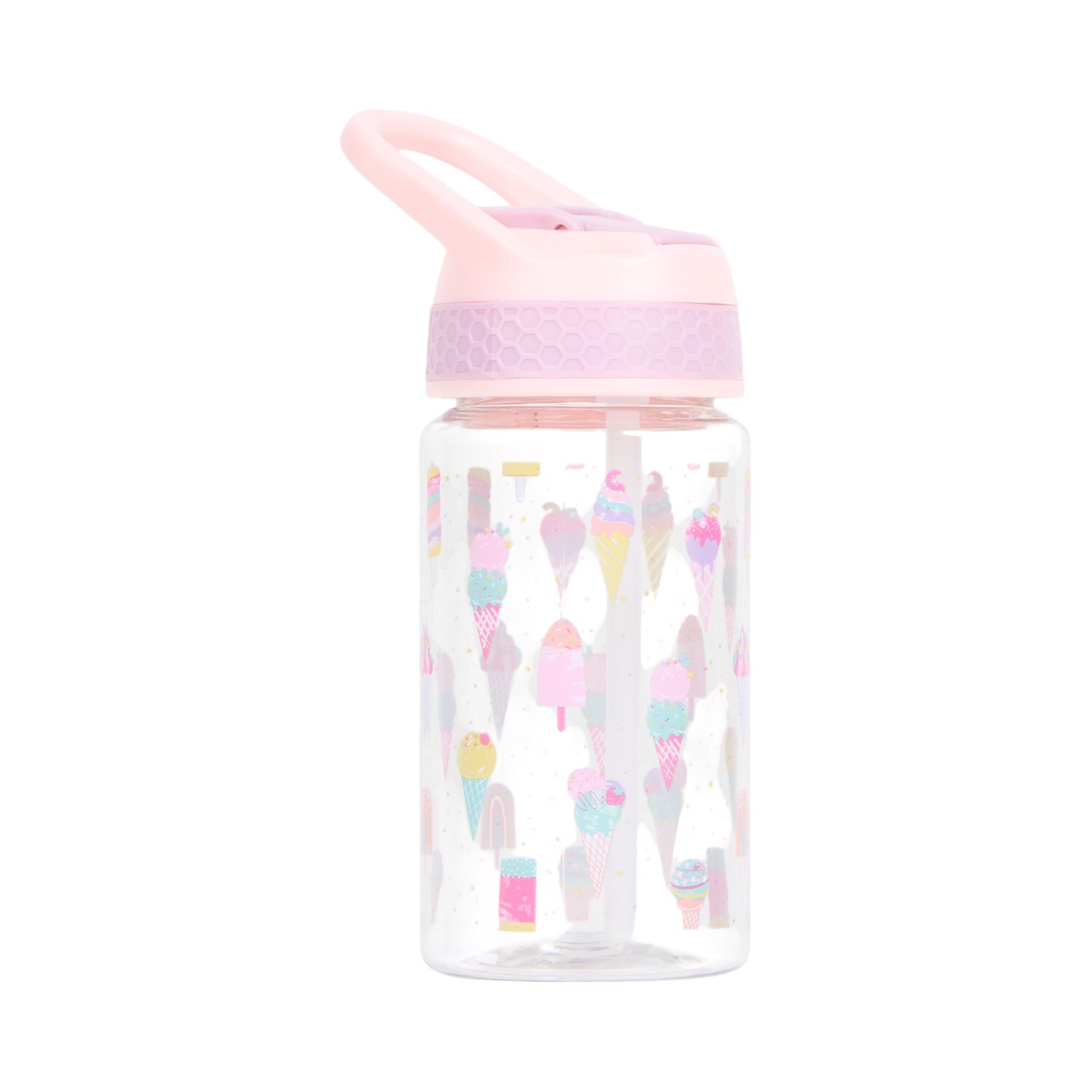 Kids Flip Top Bottle with Straw Pink Image 2