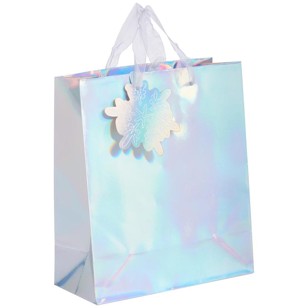 Wilko Medium Silver Sparkle Gift Bag Image 1