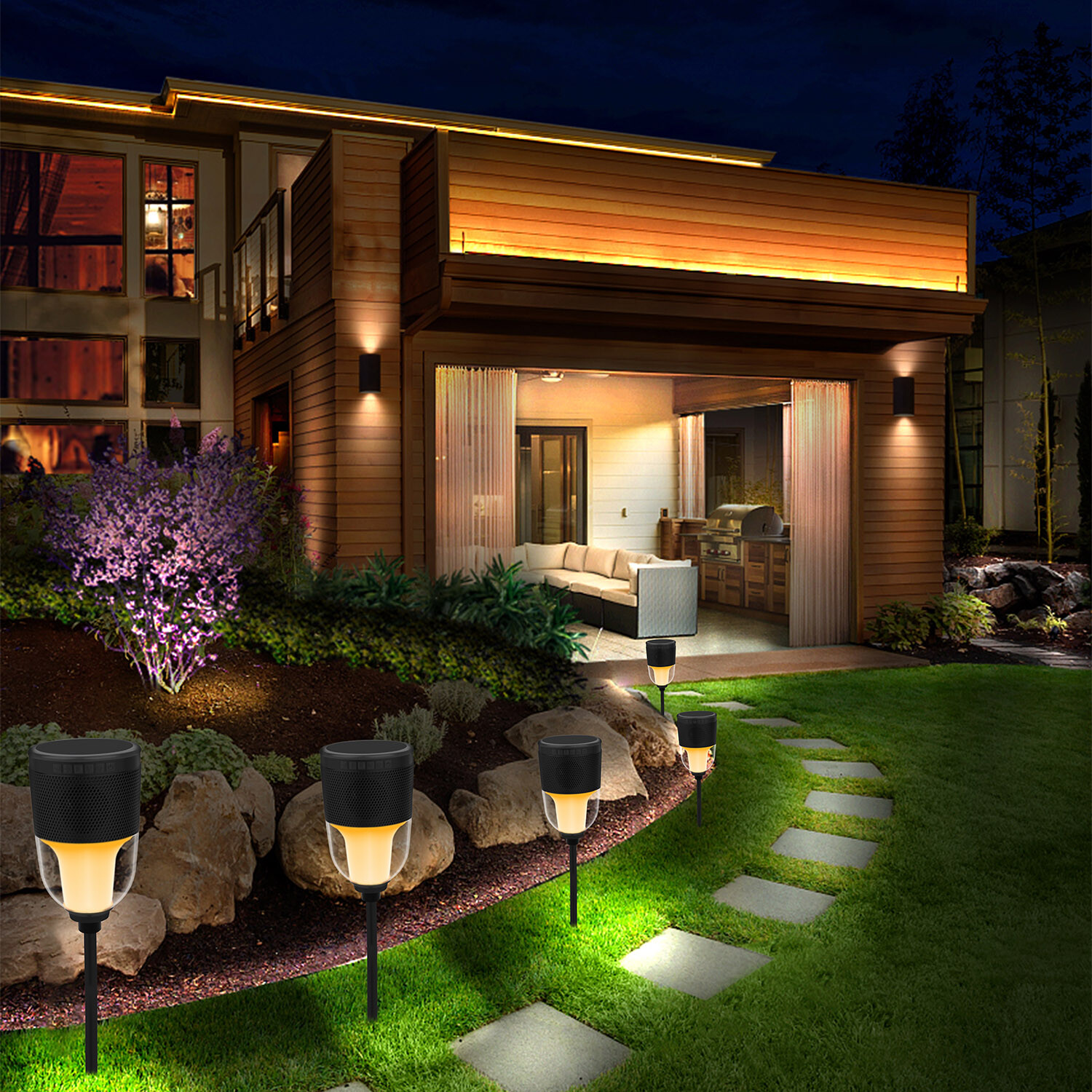 Solar Garden Speaker Black Image 2