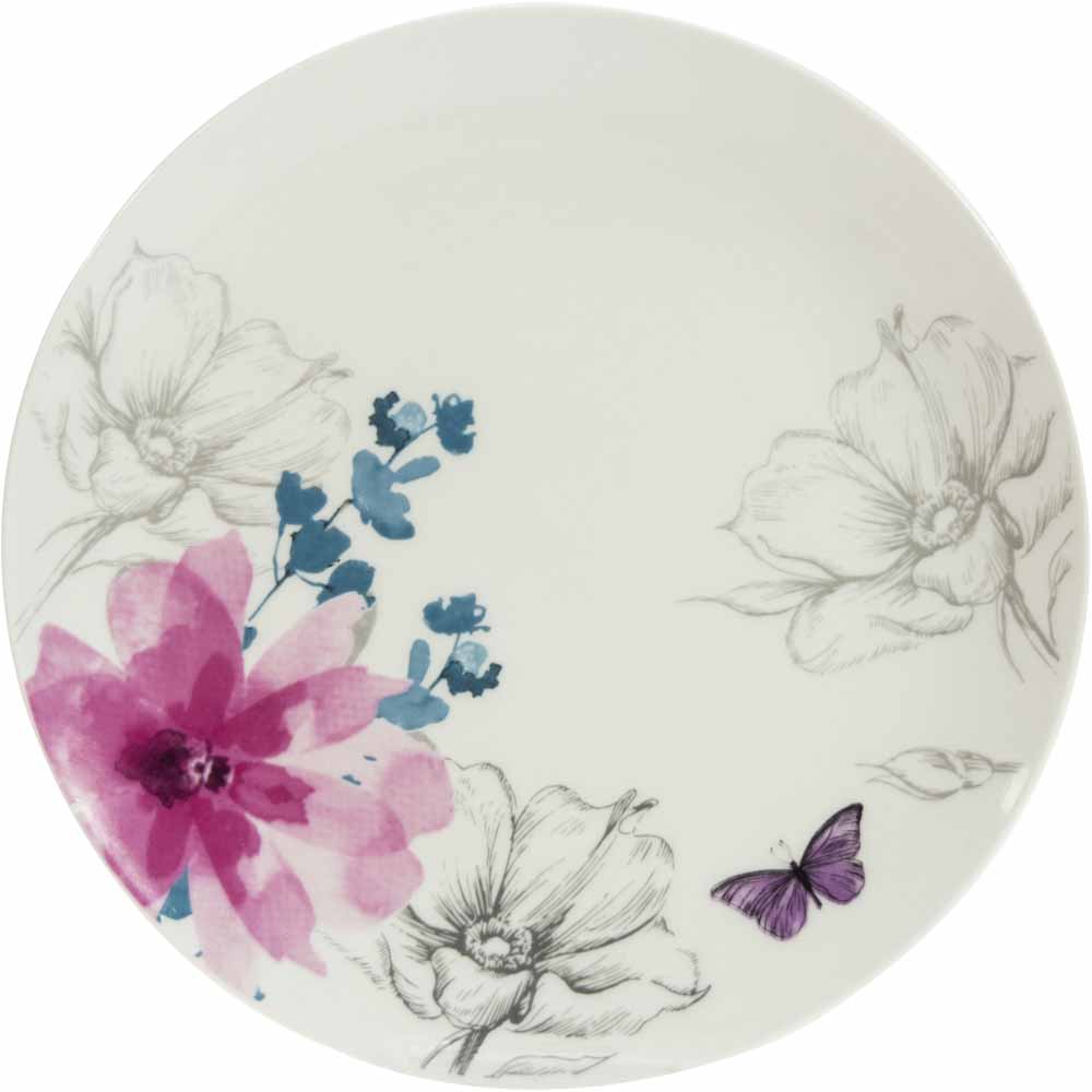 Wilko Sketched Floral Side Plate Image 1