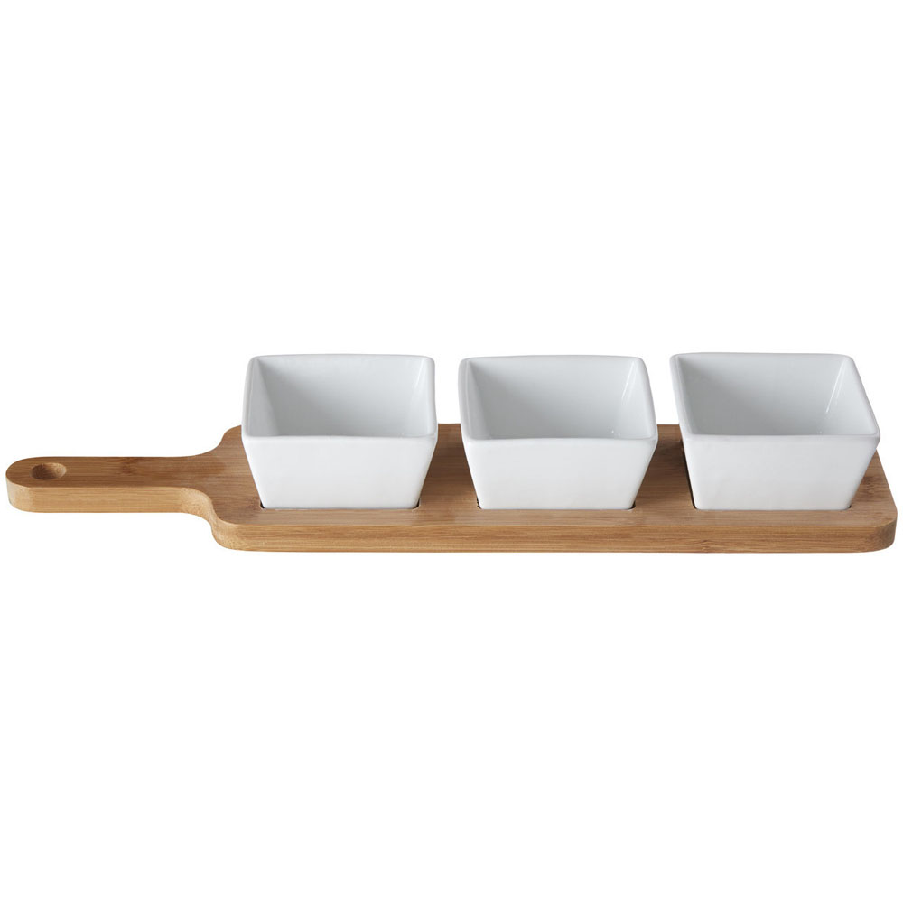 Premier Housewares Soiree Serving Board with White Dishes Image 1