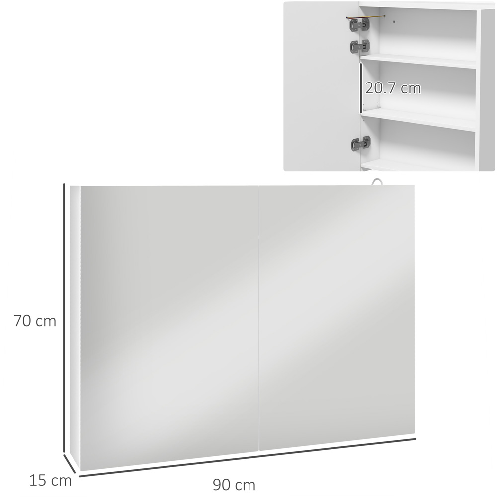 Portland 2 Door White Mirrored Bathroom Wall Cabinet with LED Image 9