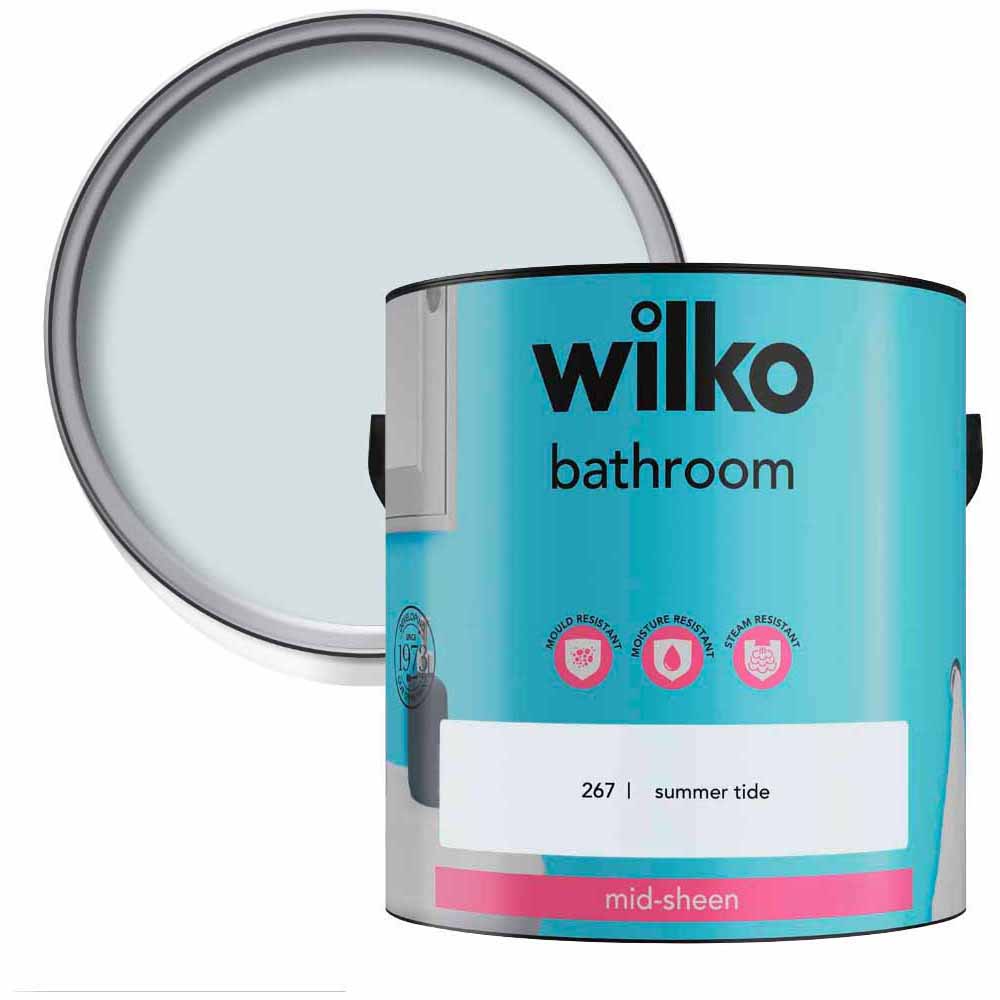 Wilko Bathroom Summer Tide and Pure Brilliant White Paint Bundle Image 2