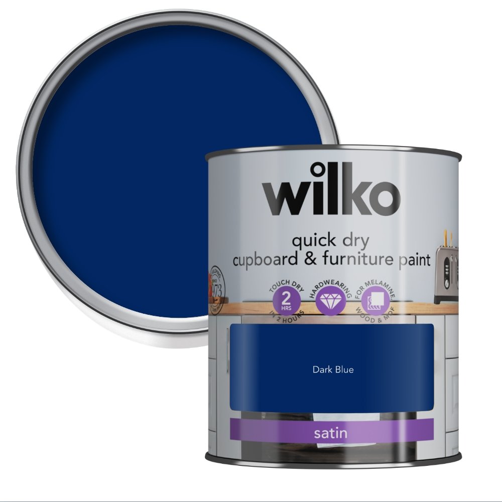 Wilko Quick Dry Dark Blue Furniture Paint 750ml Image 1