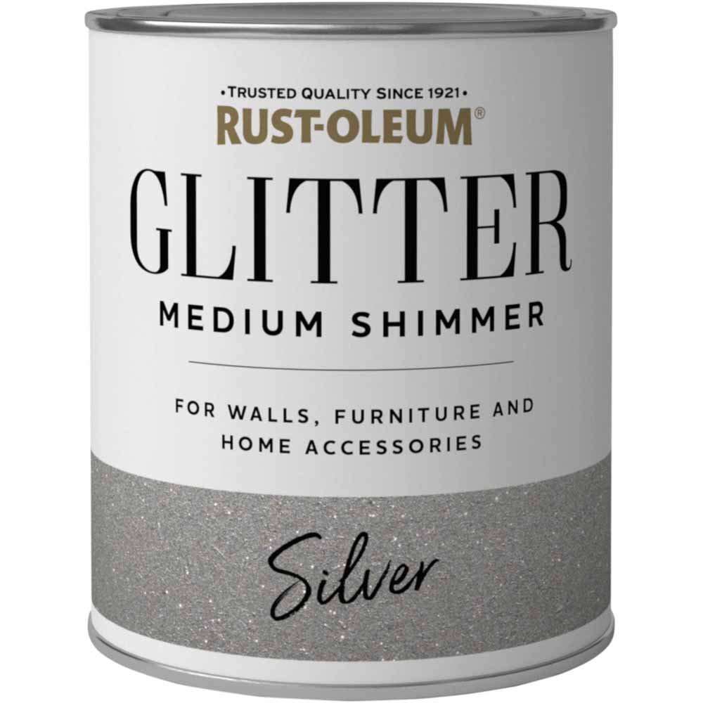 Rust-Oleum Glitter Silver Medium Shimmer Paint 250ml Image 2