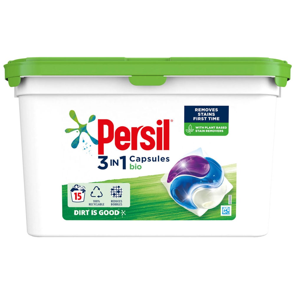 Persil Bio 3 in 1 Laundry Washing Capsules 15 Washes Case of 3 Image 2