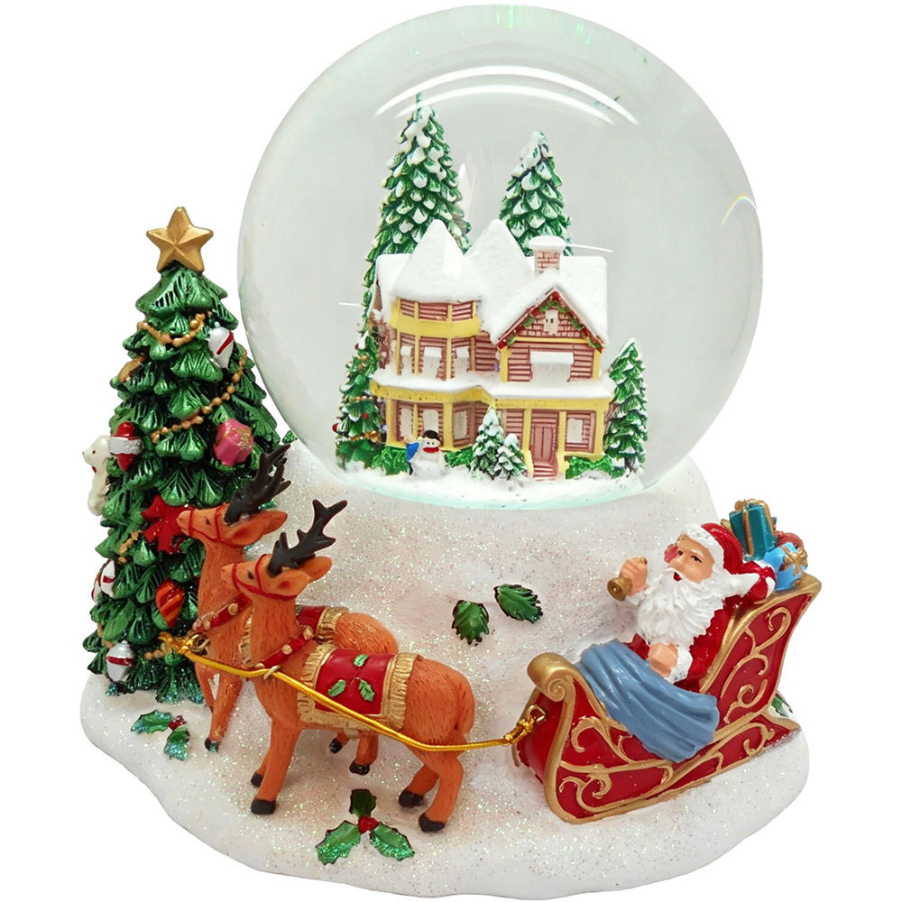 Santa on Sleigh House Globe Image 1