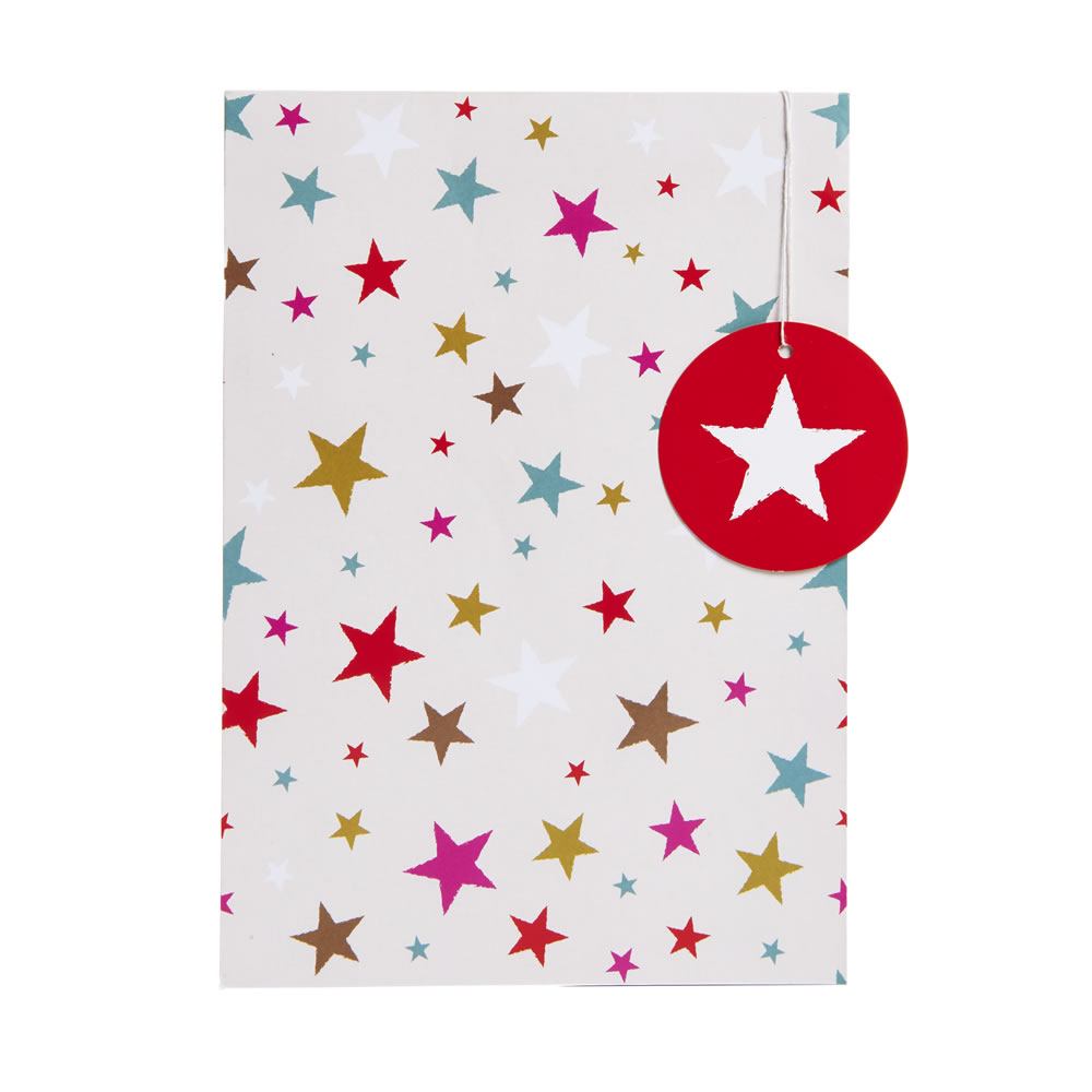 Wilko Stars Gift Wrap 2 Sheets and 2 Tags Image