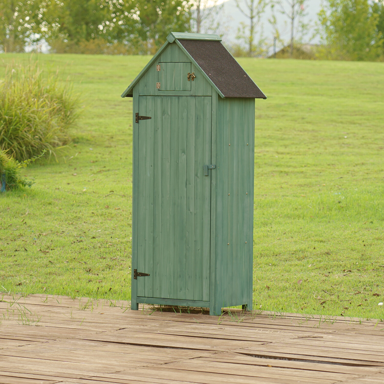 Wooden Tool Shed Green Image 2