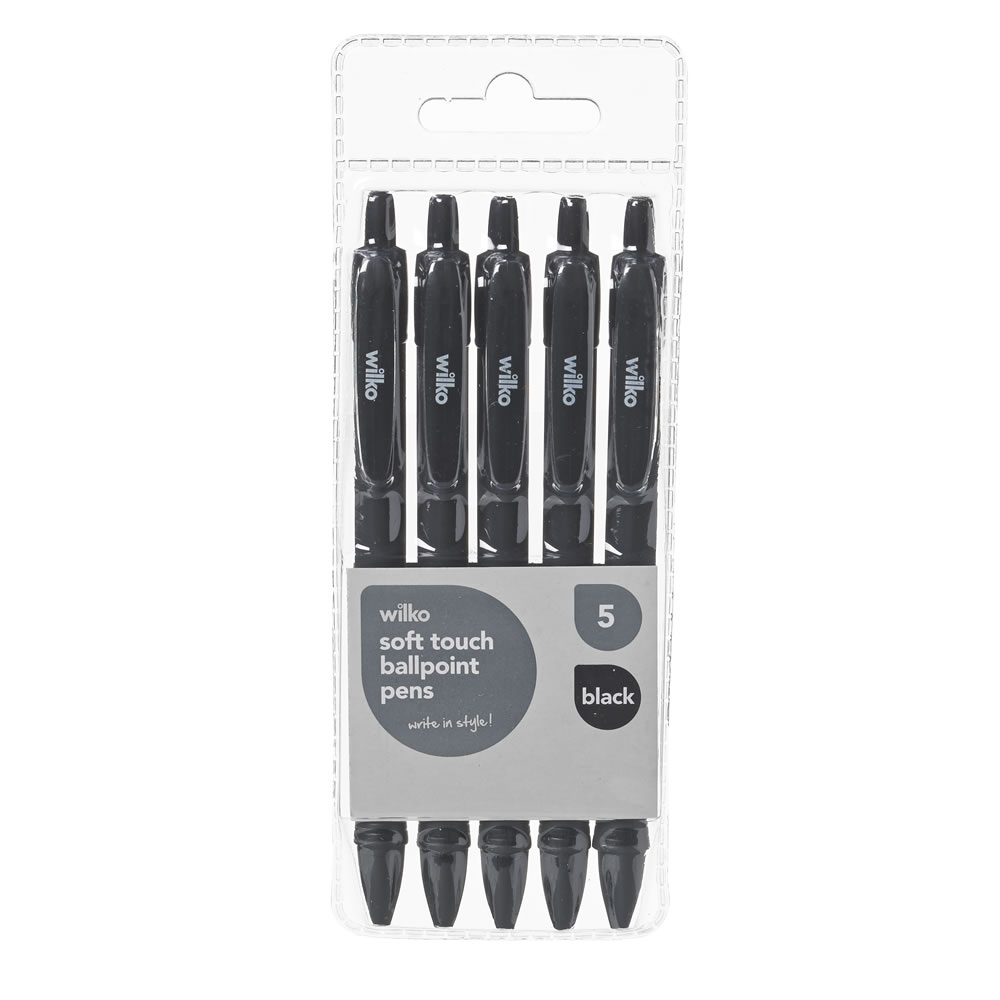 Wilko Soft Touch Ball Point Pen 5 pack Image