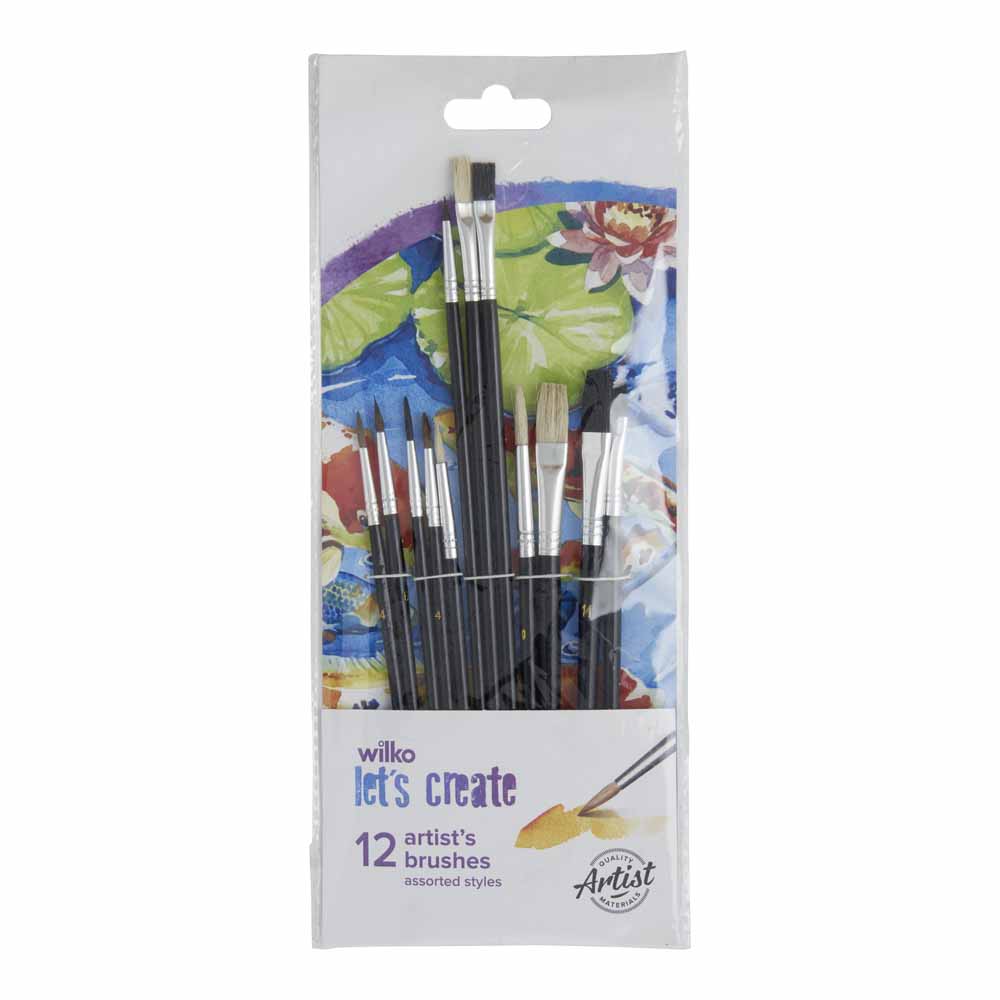 Wilko Let's Create Artist's Brushes Assorted 12 pack Image