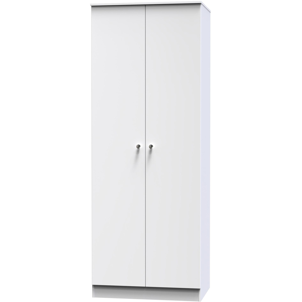 Crowndale Yarmouth Ready Assembled 2 Door Gloss White Tall Double Wardrobe Image 4