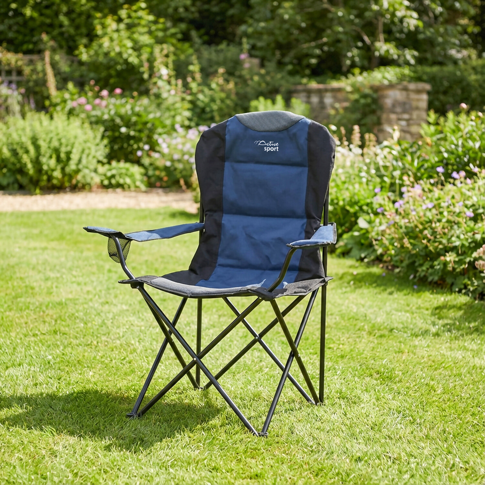 Padded Foldable Camping Chair Blue Image 1