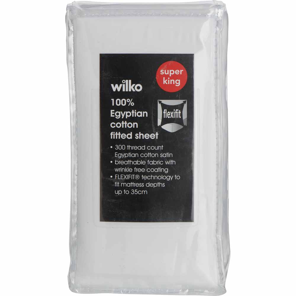 Wilko Best White 100% Egyptian Cotton Super King Size Fitted Sheet Image 3