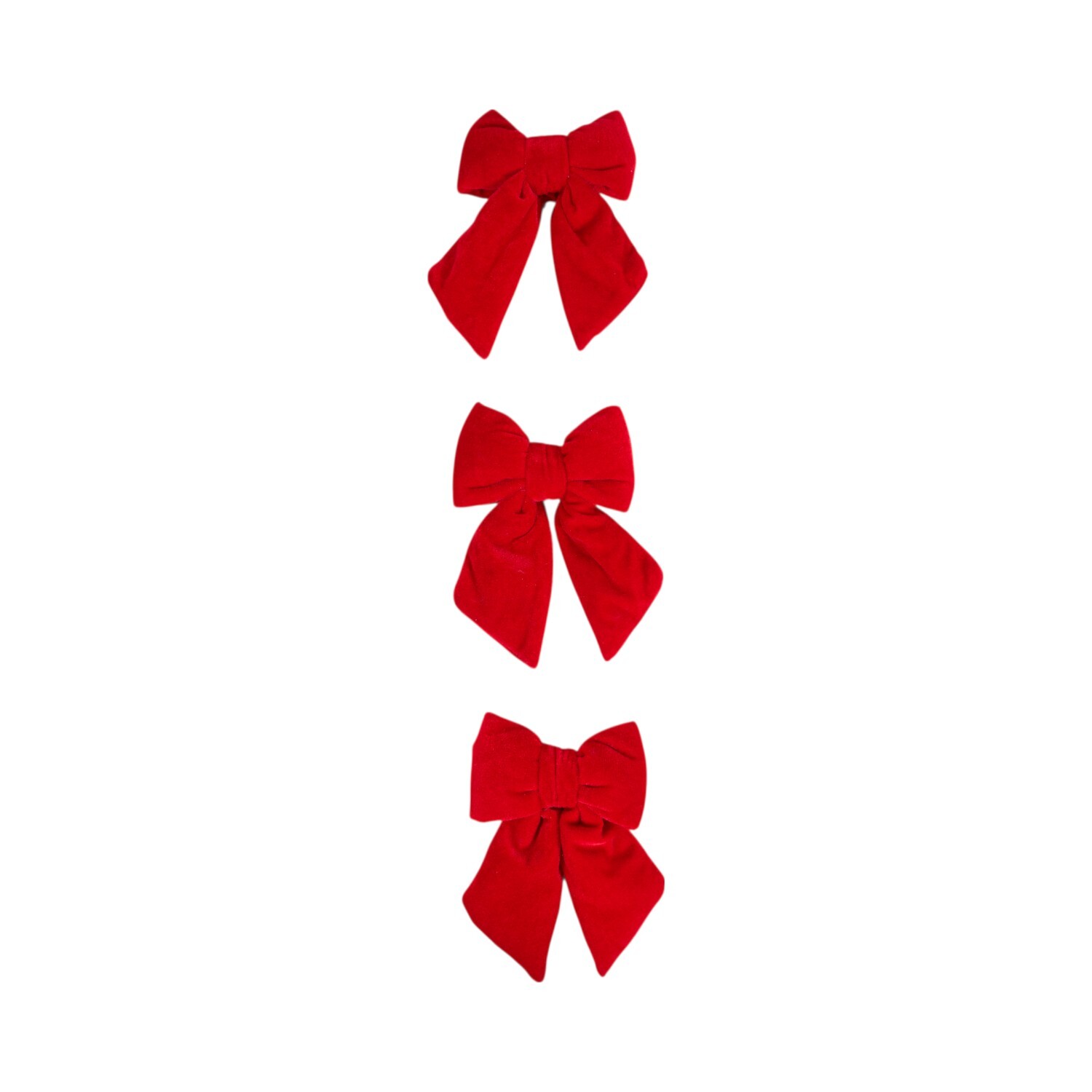 Set of 3 Chunky Plush Bow Tree Decorations Image 1