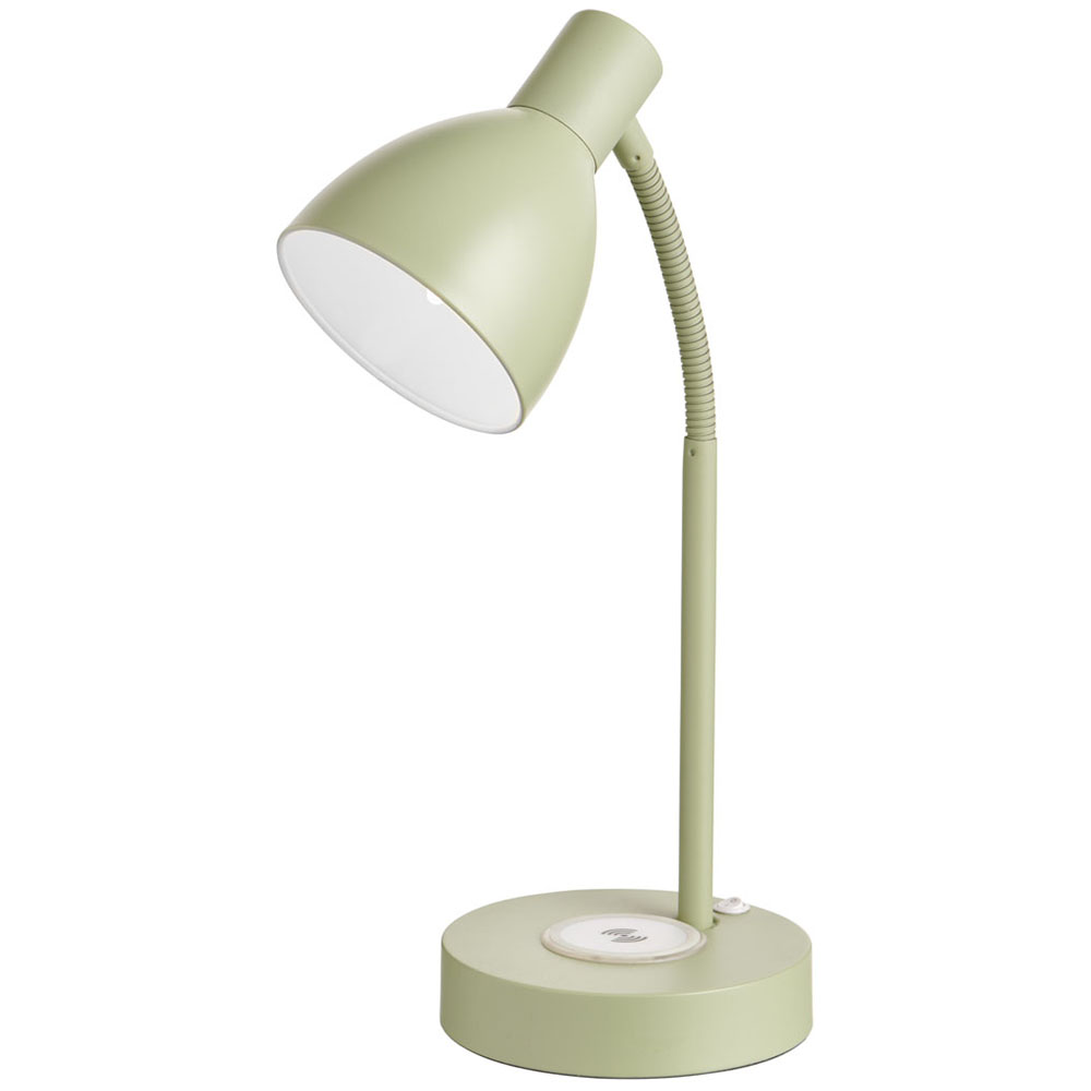 Wilko Sage Desk Lamp with a Charging Plate and USB Charger Image 1
