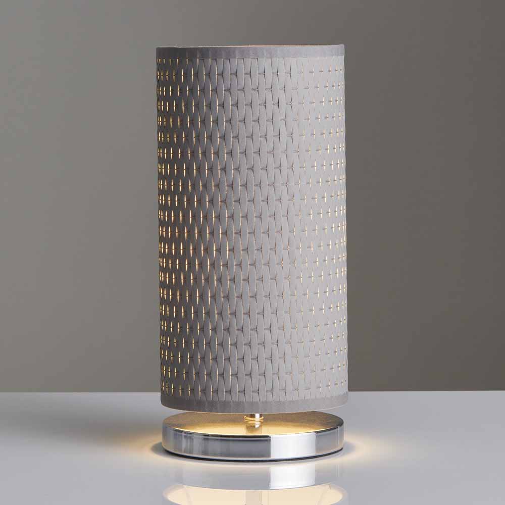 Wilko Chrome Table Lamp Grey Weave Image 2