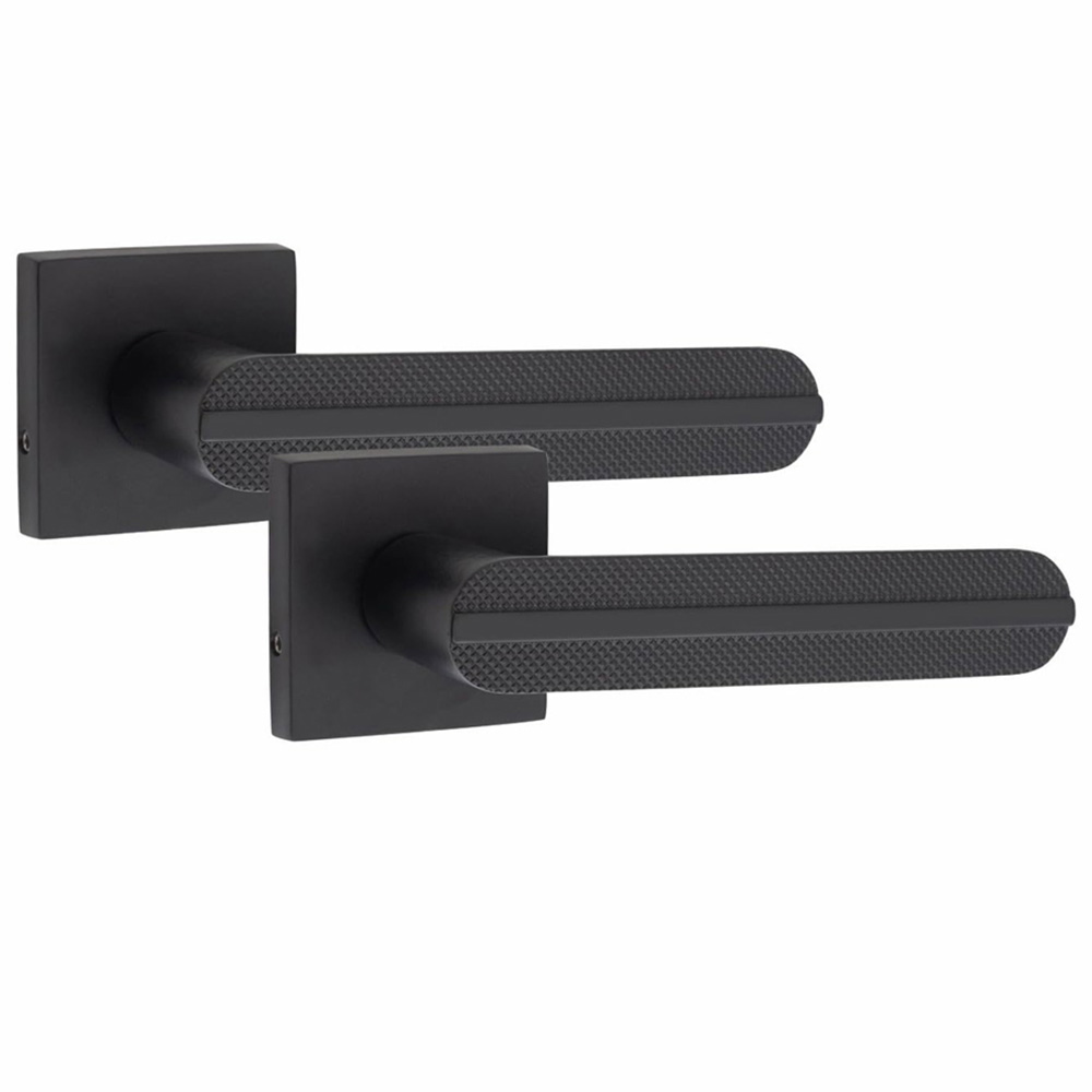 Golden Grace Matt Black Finish Modern Lima Euro Lock Door Handle Set Image 3