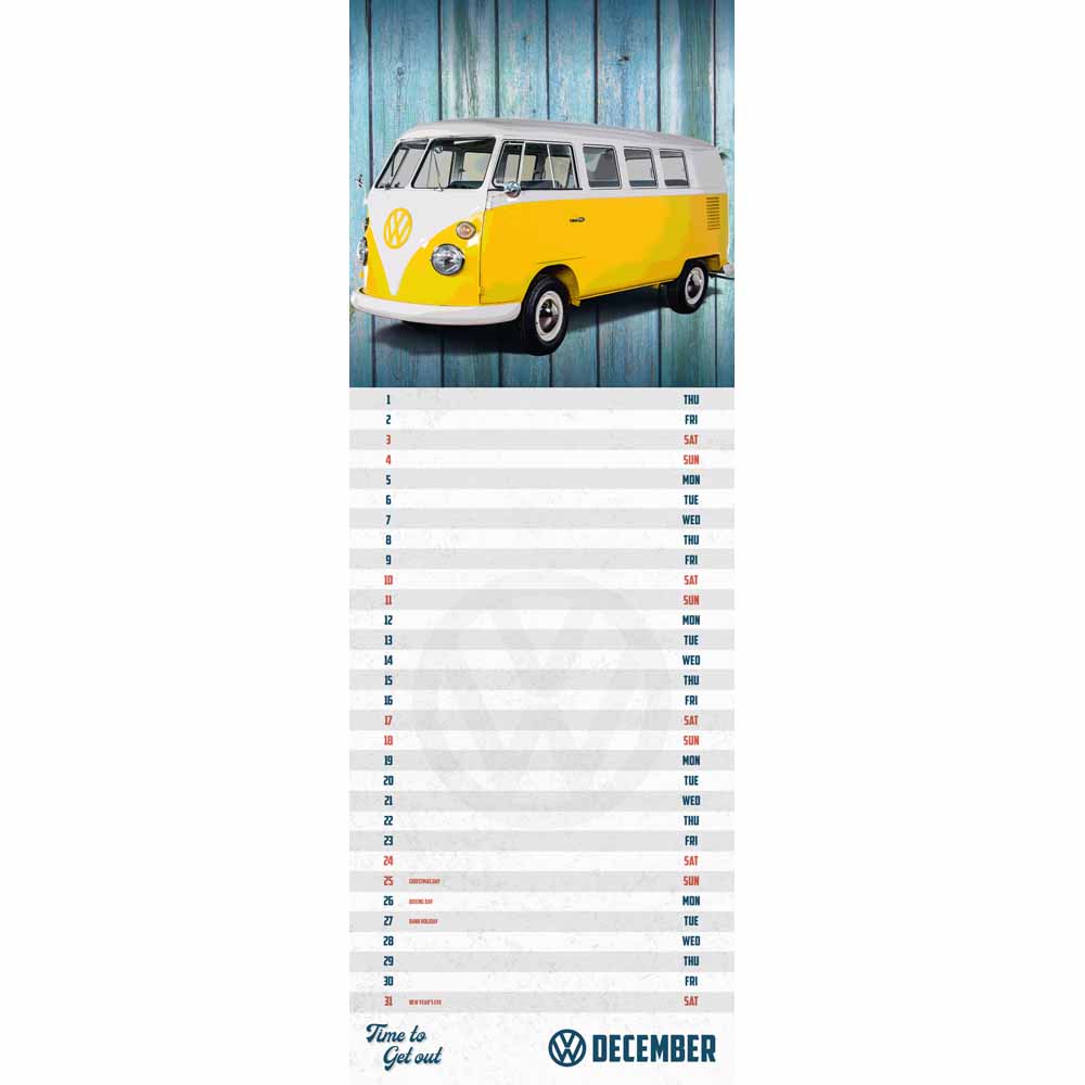 VW Camper Vans 2022 Slim Calendar Image 3
