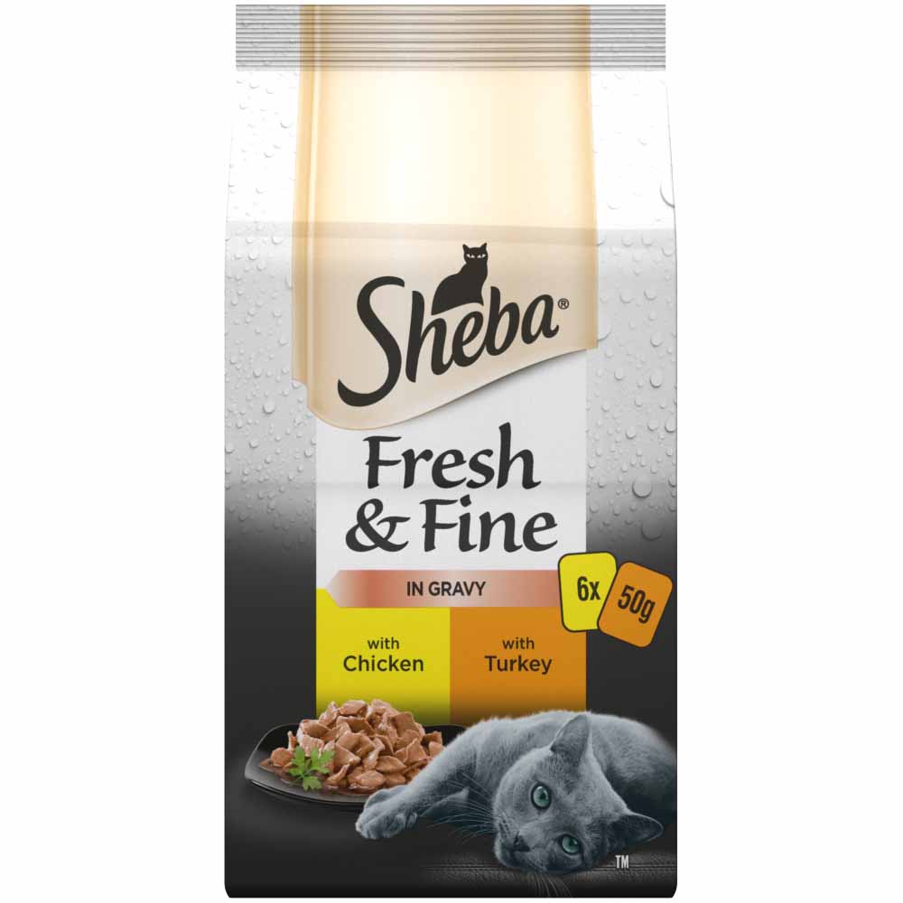 Sheba Fresh & Fine Cat Food Pouches Poultry in Gravy 6 x 50g Image 2