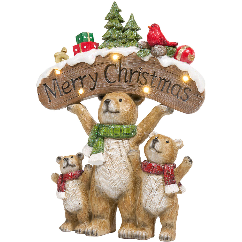 Light Up Merry Christmas Bear Family Ornament Image 4