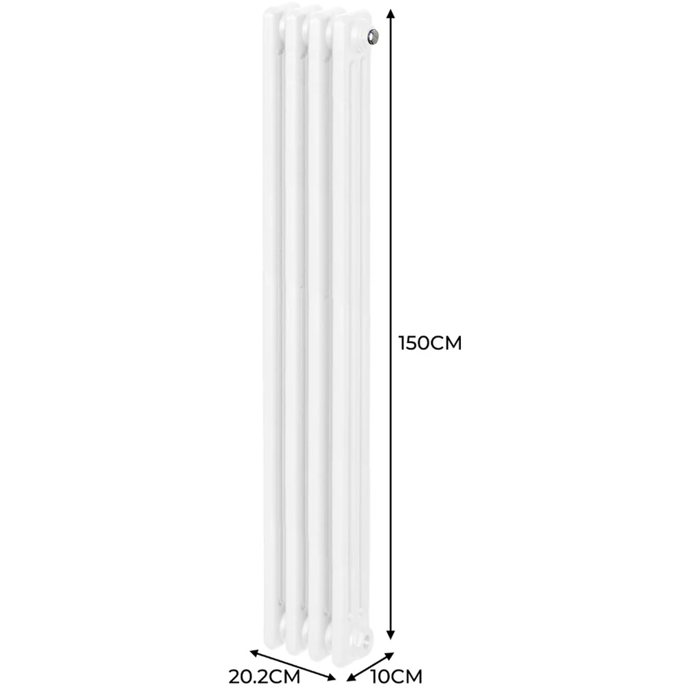Monster Shop 2348 BTU White Traditional 3 Column Radiator 1500 x 202mm Image 6