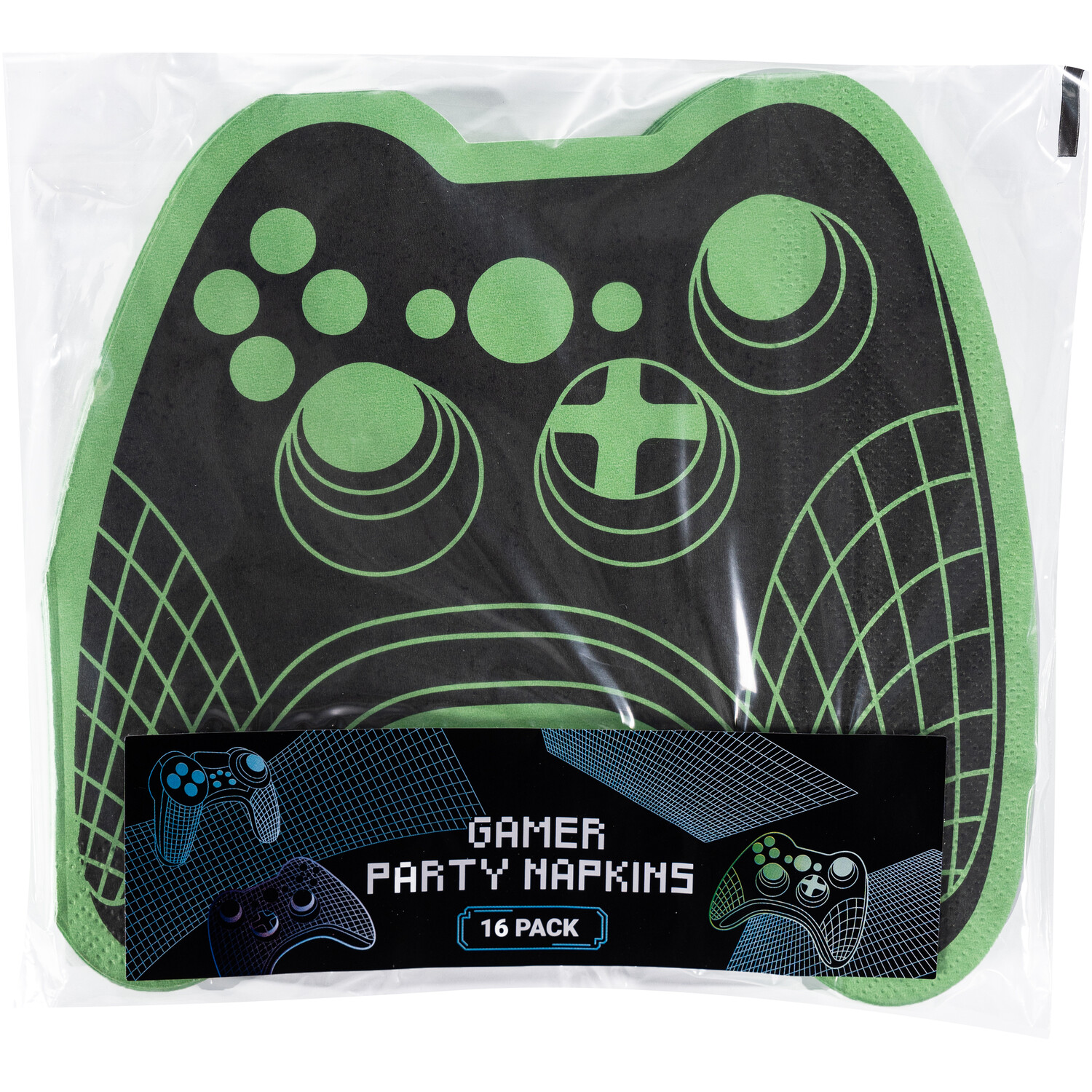 Pack of 16 Gaming Console Napkins Black Image 2