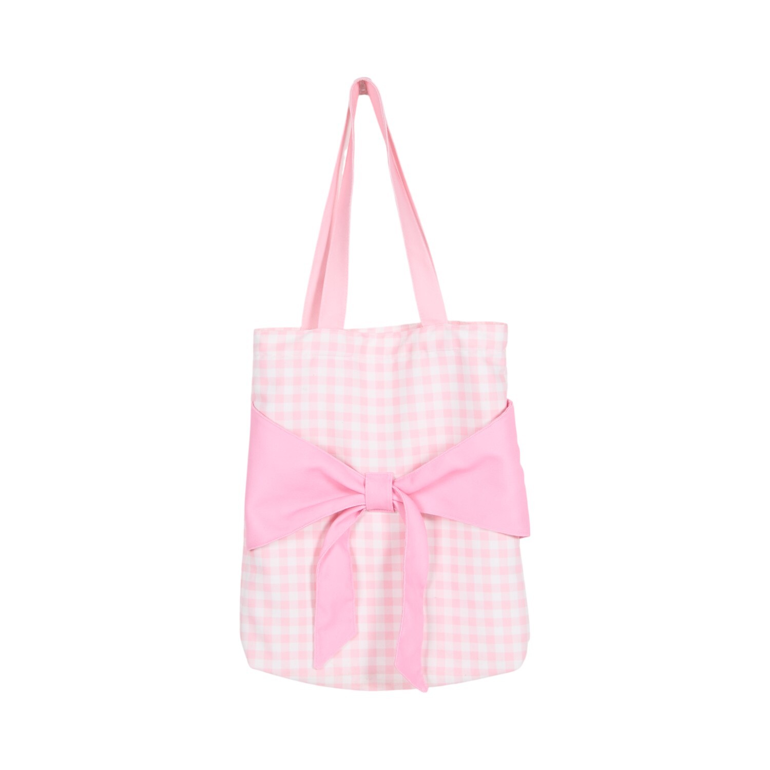Bow Tote Bag Pink and White Image 2