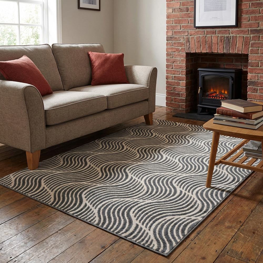 Boutique Swirl Rug Black and Cream 170cm Image 8