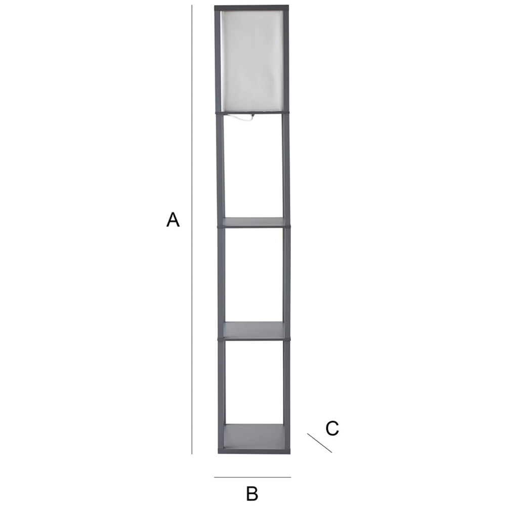 ValueLights Struttura 3 Shelf Fabric Shade Grey Shelving Unit Floor Lamp Image 8