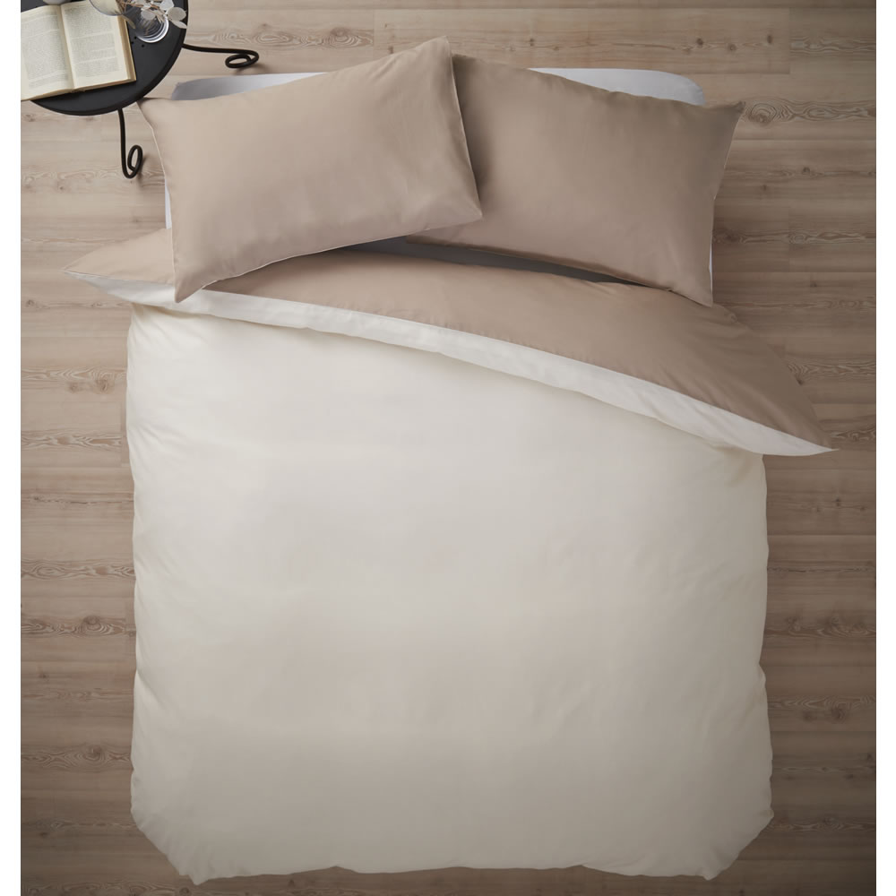 Wilko Duvet Set Double Reversible Latte and Cream Wilko