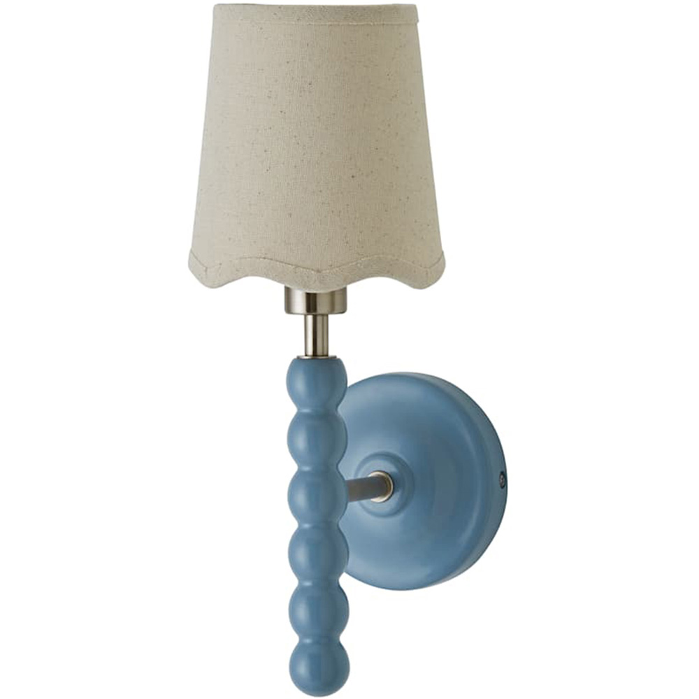 ValueLights Scallop Shade Powder Blue Bobbin LED Wall Light with Bulb Image 1