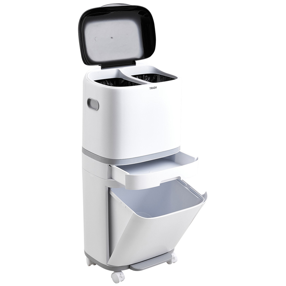 H&O Direct Mobile Dry Wet Separation Pedal Trash Bin 42L Image 3