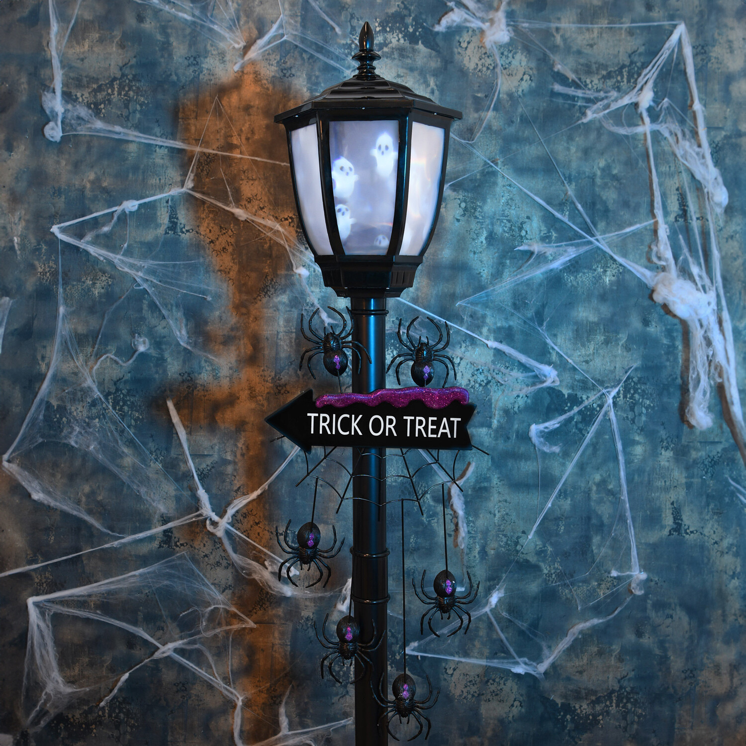 Haunted Halloween Spider Post Light Black Image 3