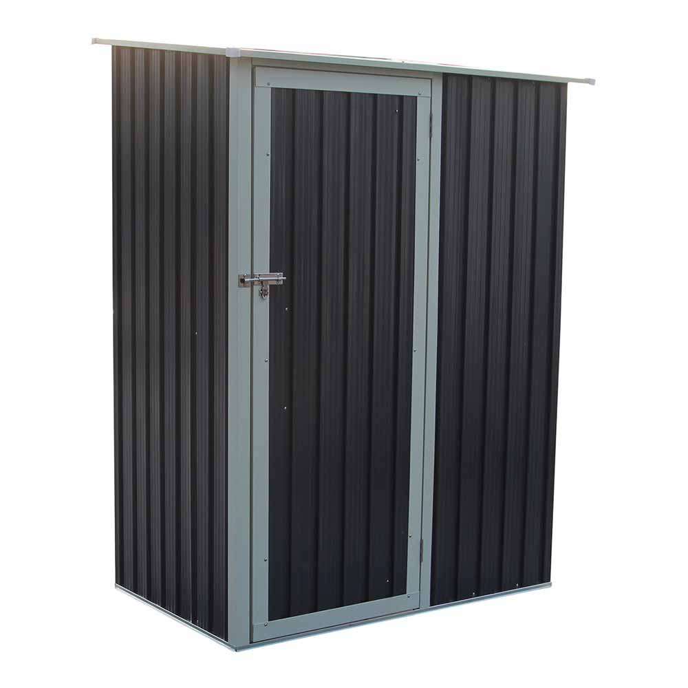 Charles Bentley 4.7 x 3ft Grey Metal Storage Shed Image 1