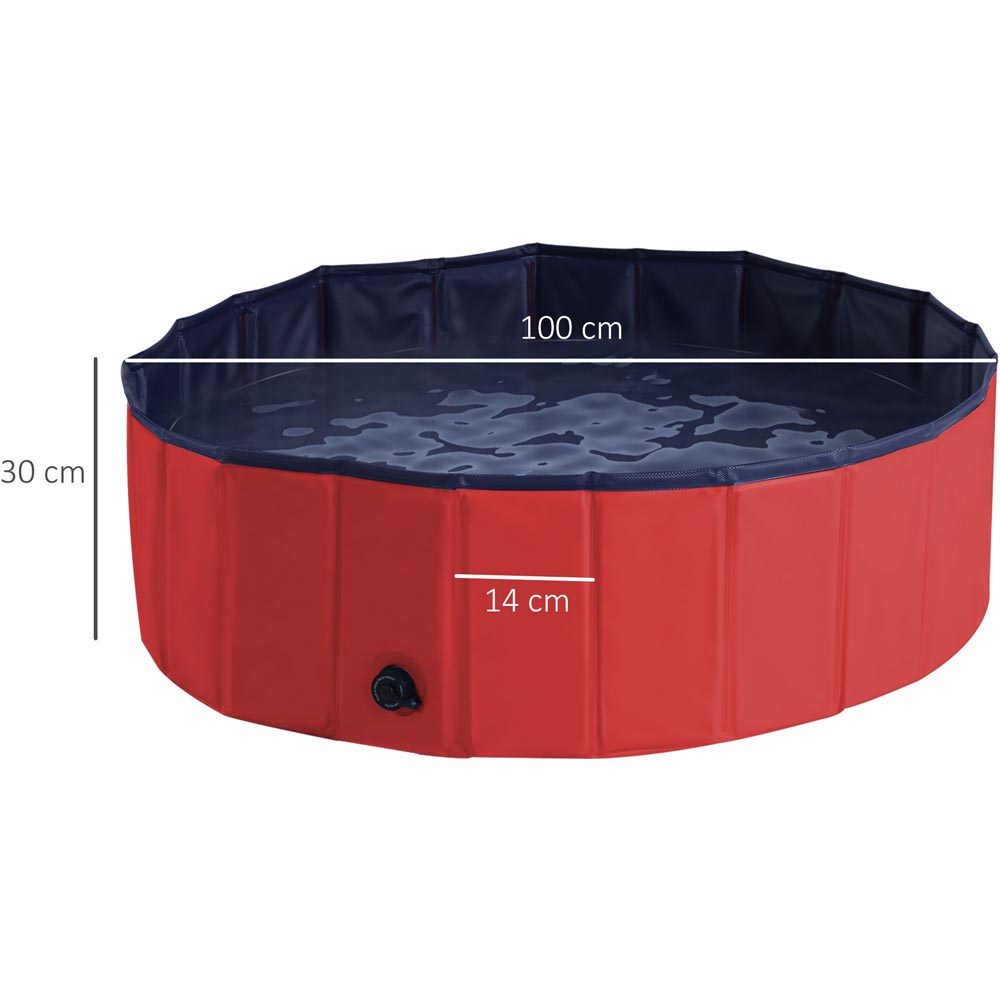 PawHut Foldable Dog Paddling Pool Red Image 2