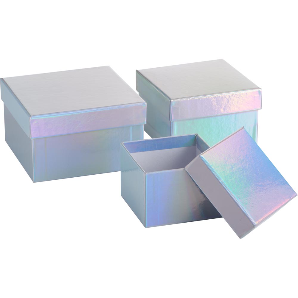 Wilko Silver Glitter Boxes 3 Pack Image 3
